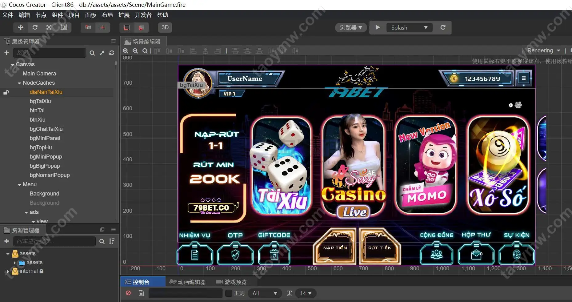 越南79Bet棋牌源码 | 改语言·捕鱼扑克电玩老虎机游戏·CocosCreator客户端·Node.js服务端运营版